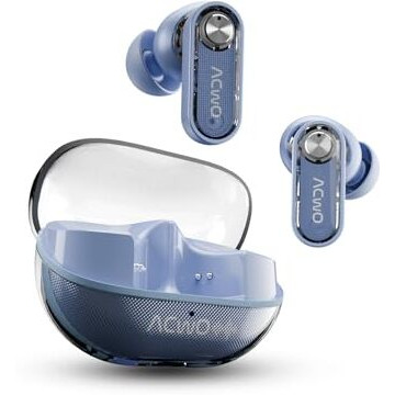 Acwo Dwots 777 Wireless Earbuds | 50Db Hybrid Anc | Advanced 6 Mics With Ai-Enc | Transparency Mode | 3 Eq Modes | Minimal Transparent Design | Ipx5 Water & Sweat Resistant (Gen Blue)