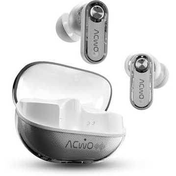 Acwo Dwots 777 Wireless Earbuds | 50Db Hybrid Anc | Advanced 6 Mics With Ai-Enc | Transparency Mode | 3 Eq Modes | Minimal Transparent Design | Ipx5 Water & Sweat Resistant (Gen White)