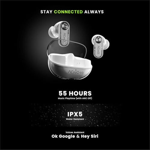 Acwo Dwots 777 Wireless Earbuds | 50Db Hybrid Anc | Advanced 6 Mics With Ai-Enc | Transparency Mode | 3 Eq Modes | Minimal Transparent Design | Ipx5 Water & Sweat Resistant (Gen White)
