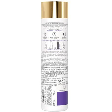 Dove Scalp + Hair Therapy Sulphate Free Density Boost Restoring Conditioner With Niacinamide And Zinc-Peptides For Visibly Denser Hair,1