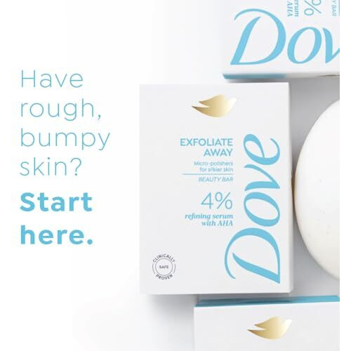 Dove Exfoliate Away Serum Beauty Bar | 4% Refining Serum + Aha | Micro-Polishes For Silkier Skin | Paraben & Sls Free | 125G