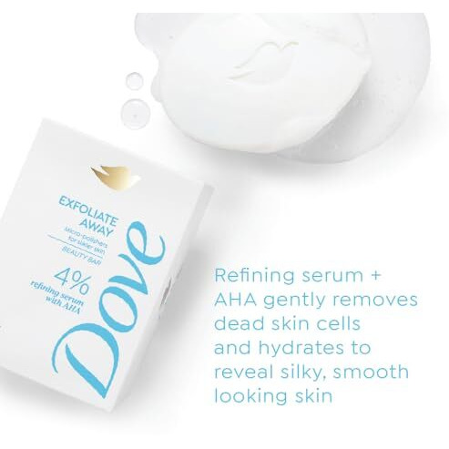 Dove Exfoliate Away Serum Beauty Bar | 4% Refining Serum + Aha | Micro-Polishes For Silkier Skin | Paraben & Sls Free | 125G
