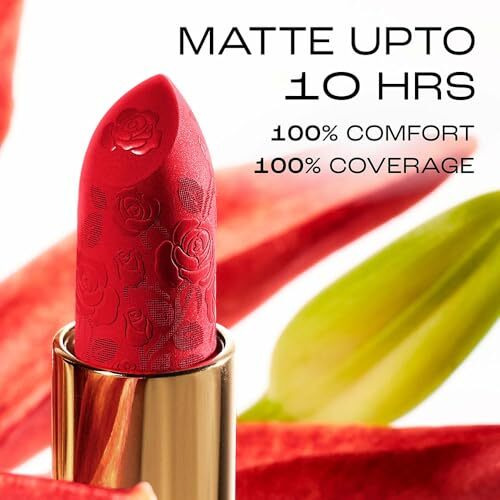 Lakme Rouge Bloom Powder Matte Bullet, High Impact Matte Finish, Weightless & Long-Lasting Up To 10Hrs, Infused With Vita Rose For Smooth & Moisturised Lips, Blurs Lip Lines - Brick Bloom