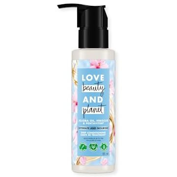 Love Beauty & Planet Jojoba Oil, Hibiscus & Pentavitin Hydrate & Nourish Deep Conditioning Leave In Treatment, 85 Millilitres