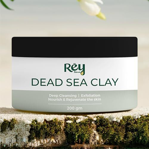 Rey Naturals Dead Sea Clay Face Pack - 200G | Face Clay Mask For Skin Hydration & Detoxification | Minimize Blackheads & Acne | Draws Out Impurities, Dirt & Toxins From Skin