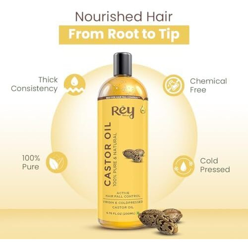 Rey Naturals Rosemary Essential Oil & Cold Pressed Castor Oil (Arandi Tel) | Rosemary Oil & Extra Virgin Hair Oil Combo For Helathy Hair & Scalp | For Men & Women - (200Ml+15Ml)