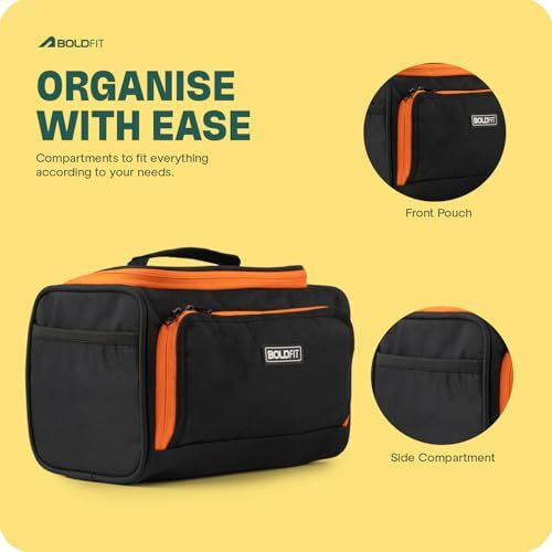 Boldfit Polyester Toiletry Bag For Men & Women Travel Hanging Organizer For Toiletries, Shaving Kit Travel Essential 6Ltrs Travel Organizer Toiletry Pouch For Women Travel Wash Bag - Black
