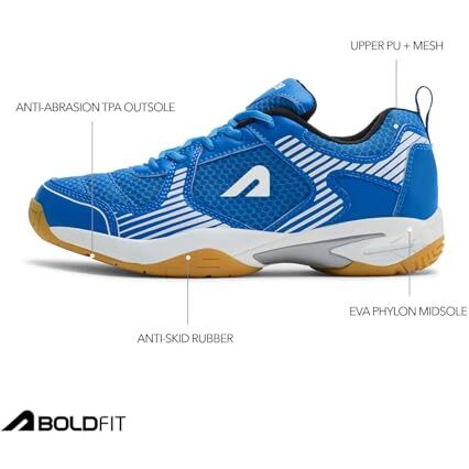Boldfit Badminton Shoes Shuttle Badminton Shoes Men Non Marking Shoes For Badminton Men Badminton Shoes Non Marking Shoes For Badminton Men Anti Skid Breathable Badminton Shoes For Men Blue - Uk 09