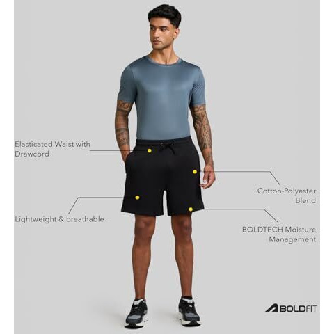 Boldfit Men's Shorts (Bftbm7013Tshortsblackxl_Black