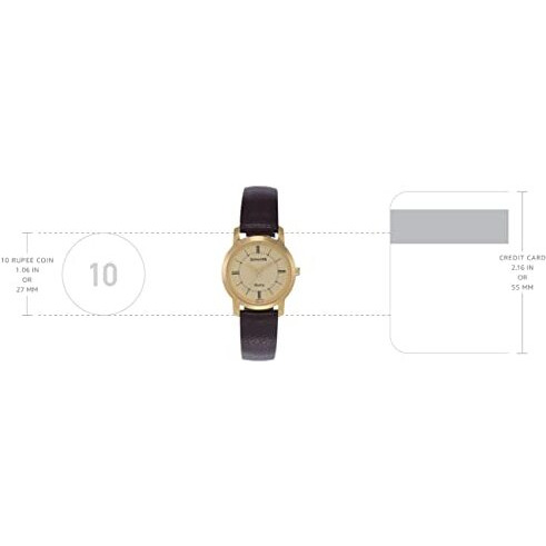 Sonata Quartz Analog Champagne Dial Leather Strap Watch For Women-Ns87018Yl01W/Nt87018Yl01W