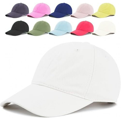 Enciger Adjustable Unisex Cotton Baseball Cap - Classic Fit, Everyday Casual Hat Free Size White