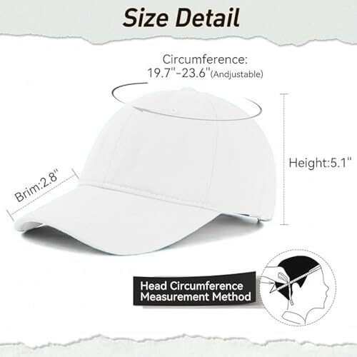 Enciger Adjustable Unisex Cotton Baseball Cap - Classic Fit, Everyday Casual Hat Free Size White