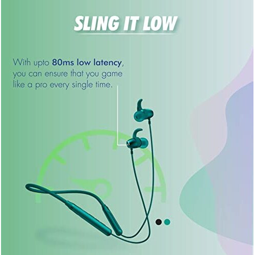 Wings Sling100, Bluetooth 5.1 Wireless Headphones Neckband In Ear Earphones, Environmental Noise Cancellation, Vibration Alert 20 Hours Playtime - Teal, (Wl-Sling100-Teal)