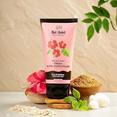 Nat Habit Hibiscus-Infused Conditioner For Women & Men, Five Oil Hibiscus Nutri-Conditioner For Long Lush Hair, Reduce Dry & Frizzy Hair, 150Ml