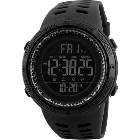 Skmei Men's Digital Sport Watch, Black Dial Abc Case Men's Watch, Pu Soft Black Band, Multi-Function Lcd Display, Alarm, Stopwatch, Countdown  Waterproof 50M Outdoor Sports Watches For Men - 1251