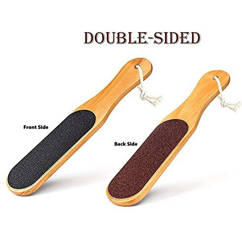 Rixtec Double Sided Foot File Scrubber | Dead Skin & Callus Remover | Feet Scraper | Pedicure Tool With Wooden Handle