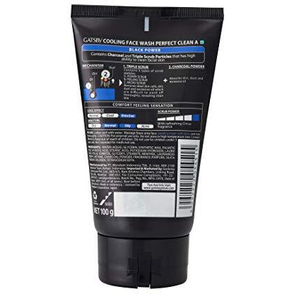 Gatsby Cooling Face Wash - Perfect Clean, Contains Charcoal Powder, Deep Cleanses, Powered With 3X Scrub, 100Gm