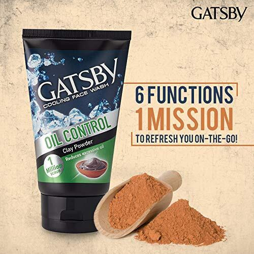 Gatsby Cooling Face Wash - Oil Control, For Deep Cleansing, Contains Clay Powder, Powered With Micro Scrub Beads, 100Gm.