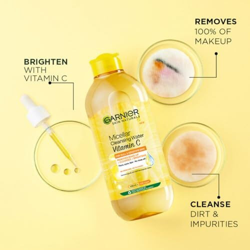 Garnier Skin Naturals, Cleansing Water, Cleansing & Brightening, Micellar Water With Vitamin C, 125 Ml