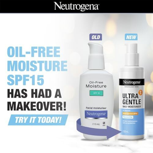 Neutrogena Ultra Gentle Daily Moisturiser Spf 15 | Glycerine Based | Light Weight & Non Greasy | Uva & Uvb Protection | Parabens Free | Fragrance Free | Dry & Sensitive Skin | 100Ml