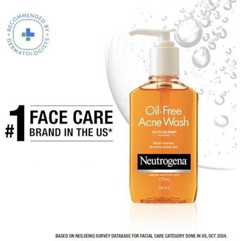 Neutrogena Oil Free Acne Wash | Deep Cleansing Face Wash With Salicylic Acid | Hydrating, Alcohol Free, Non Comedogenic & Dermatologically Tested | For Oily Acne Prone Skin | 175Ml