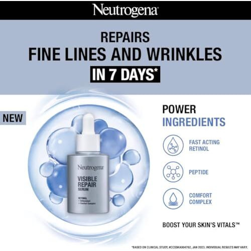 Neutrogena Visible Repair Retinol Serum Boosts Collagen For Anti-Ageing, Wrinkles & Fine Lines 30Ml