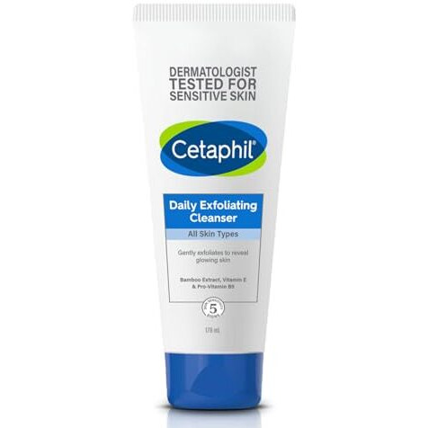 Cetaphil Daily Exfoliating Cleanser 178 Ml For Normal, Dry & Oily Skin,Scrub For Glowing Skin, Non-Irritating