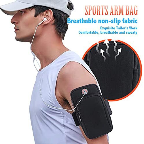 Sunkizzrs Armband For Running - 6.8 Inch Waterproof Washable Mobile Holder Arm Band For Fitness Gym Outdoor Sports, Armband For Iphone/Vivo/Oppo/Samsung/Sony/Motorola/Xiaomi Redmi (Black)