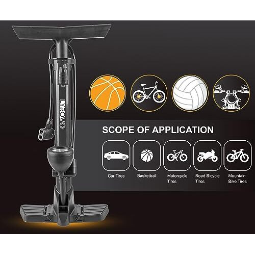 Lyrovo 160 Psi Portable Hand Pump Air Tyre Inflator Car Bike And Cycle (Black)