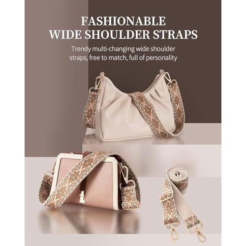 Lyrovo Adjustable Purse Strap Replacement For Women, 1.5 Wide Crossbody Shoulder Strap Boho Handbag Strap (Bohemia-Beige Green)