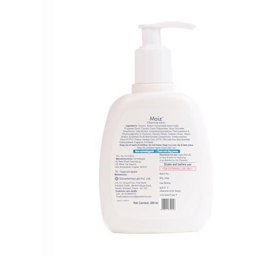Moiz Cleansing Lotion | Face & Body Cleanser | For Sensitive Skin | With Aloe Vera & Pro-Vitamin B5 | Ph 5.6 | Soap, Paraben & Sulphate Free - 200Ml
