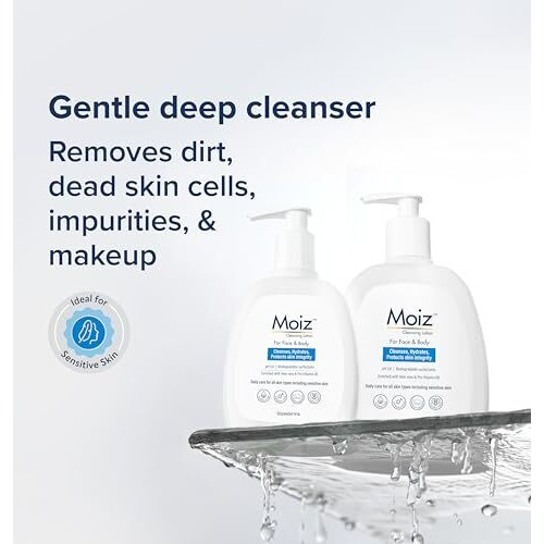 Moiz Cleansing Lotion | Face & Body Cleanser | For Sensitive Skin | With Aloe Vera & Pro-Vitamin B5 | Ph 5.6 | Soap, Paraben & Sulphate Free - 200Ml