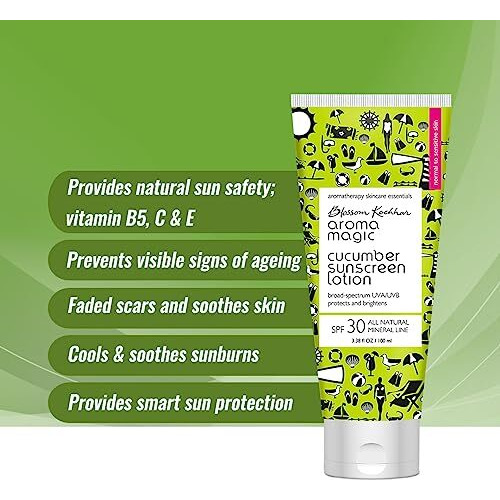 Aroma Magic Cucumber Sunscreen Lotion With Broad Spectrum Protection Uva/Uvb |Spf 30 |For Normal To Sensitive Skin | 50Ml