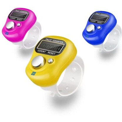 Freshdcart Number Clicker Tally 5-Digit Counter Finger Ring Electronic Light Digital Counting Plastic Machine For Cricket Umpire And Various Counting Purpose (3Qty, Multicolour)