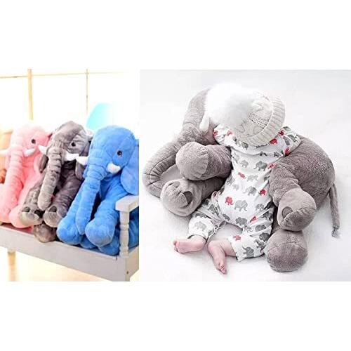 Storescent Big Size Fibre Filled Stuffed Animal Elephant Soft Toy For Baby Of Plush Hugging Pillow Soft Toy For Kids Boy Girl Birthday Gift (Grey Elephant)