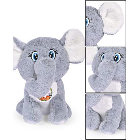 Besties Kids Sitting Grey Elephant Soft Toy For Girls/Kids | Stuffed Plush Animal | Ideal For Birthdays & Special Occasions - Height 30 Cm