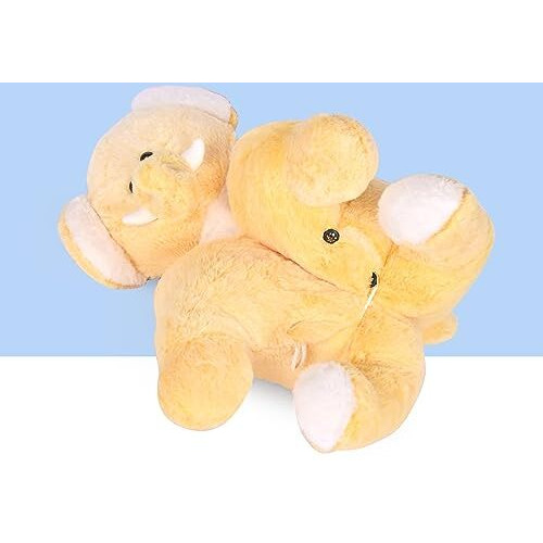Besties Premium Fur Elephant Soft Toy Cum Pillow Yellow - Height 45 Cm