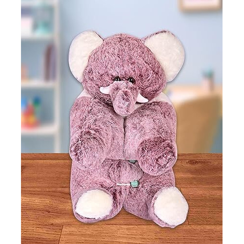 Besties Premium Fur Elephant Soft Toy Cum Pillow Marron - Height 45 Cm