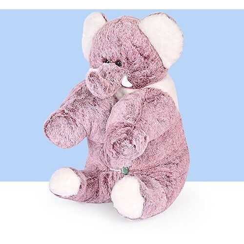 Besties Premium Fur Elephant Soft Toy Cum Pillow Marron - Height 45 Cm