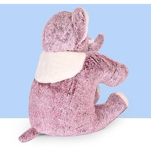 Besties Premium Fur Elephant Soft Toy Cum Pillow Marron - Height 45 Cm