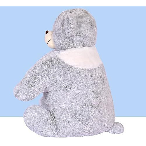 Besties Premium Fur Teddy Soft Toy Cum Pillow Grey - Height 45 Cm