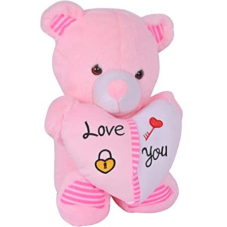Besties Stuffed Heart Teddy Bear | Perfect Valentine Gift For Couple | Gift For Girlfriend, Wife For Someone Special. (Dil Teddy Bear Pink)