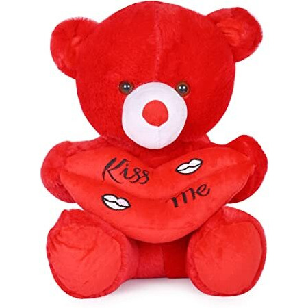 Besties Stuffed Kiss Me Teddy Bear | Perfect Valentine Gift For Couple | Gift For Girlfriend, Wife For Someone Special. (Kiss Me Teddy Bear Red)