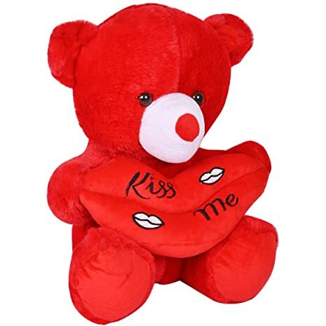 Besties Stuffed Kiss Me Teddy Bear | Perfect Valentine Gift For Couple | Gift For Girlfriend, Wife For Someone Special. (Kiss Me Teddy Bear Red)