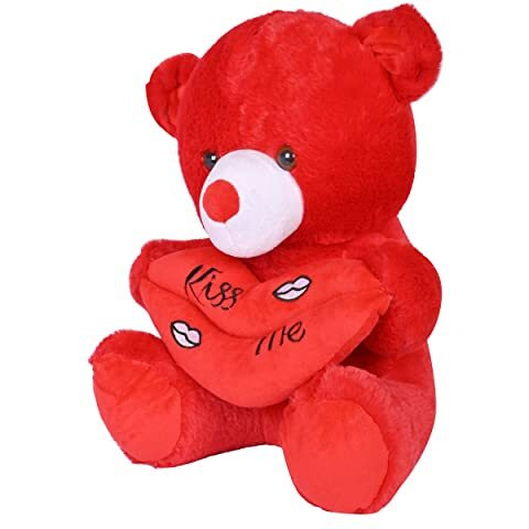 Besties Stuffed Kiss Me Teddy Bear | Perfect Valentine Gift For Couple | Gift For Girlfriend, Wife For Someone Special. (Kiss Me Teddy Bear Red)