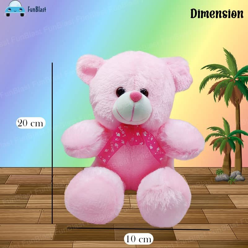 Funblast Teddy Bear Plush Soft Toy - Teddy Bear For Kids - Stuffed Toys For Kids, Soft Fluffy Teddy Bear, Return Gifts For Kids, Plush Toys, Stuffed Toy For Kids (23 Cm) (Pink)