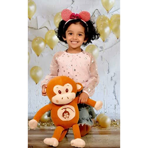Dearjoy Monkey Plush Pillow For Babies And Soft Toy For Kids (Light Brown, 55 Cm)