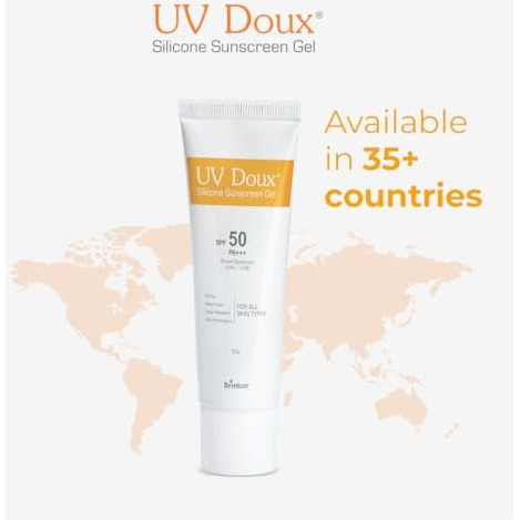 Brinton Uv Doux Silicone Sunscreen Gel With Spf 50&Pa+++ Broad Spectrum For Face & Body With No White Cast|Non Comedogenic,Paraben Free,Water Resistant|Clinically Proven & Dermatologist Approved,50Gm