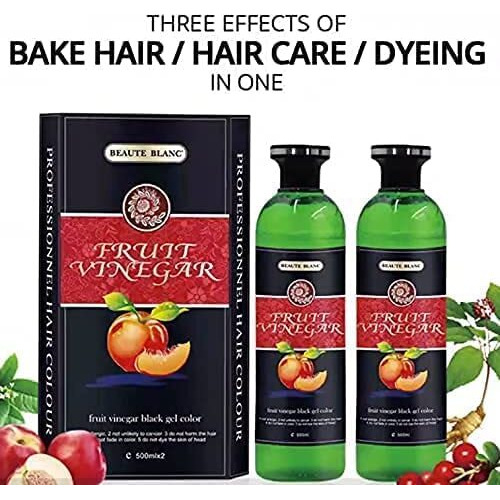 Beaute Blanc Fruit Vinegar Gel Hair Color, Organic & Natural Hair Color Dye For Black Hair (500Ml X 2) - Black