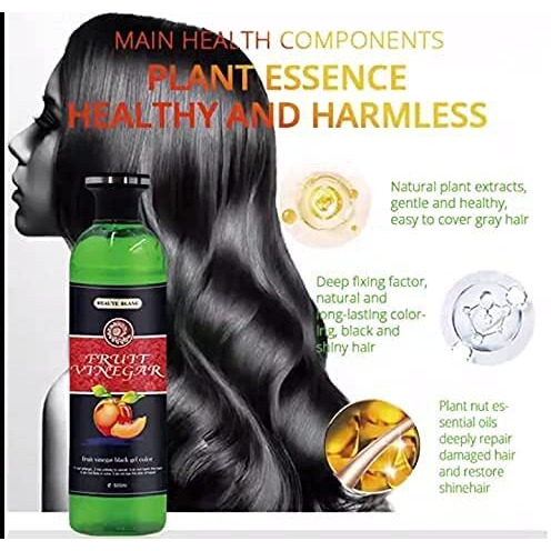 Beaute Blanc Fruit Vinegar Gel Hair Color, Organic & Natural Hair Color Dye For Black Hair (500Ml X 2) - Black